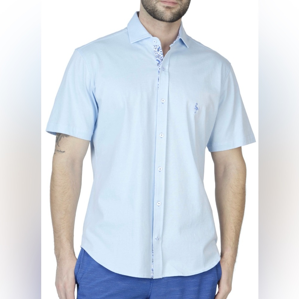 Like New Tailorbyrd Men's Short Sleeve Getaway Soft Button Front Collared, M